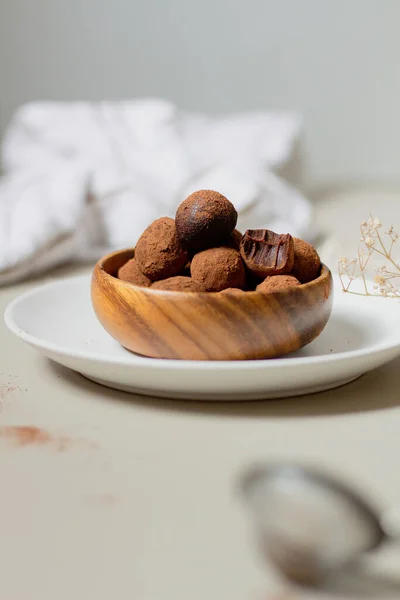 Chocolate Truffles Covered Cocoa Powder Delicious Dessert Concept — Stock Photo, Image