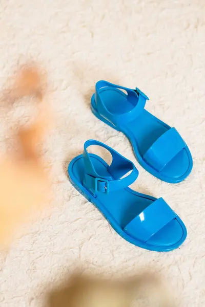 Zapatillas Azules Verano Aisladas Sobre Fondo Concepto Moda — Foto de Stock