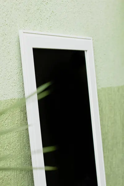 Stylish mirror on green wall. Modern classic interior design.