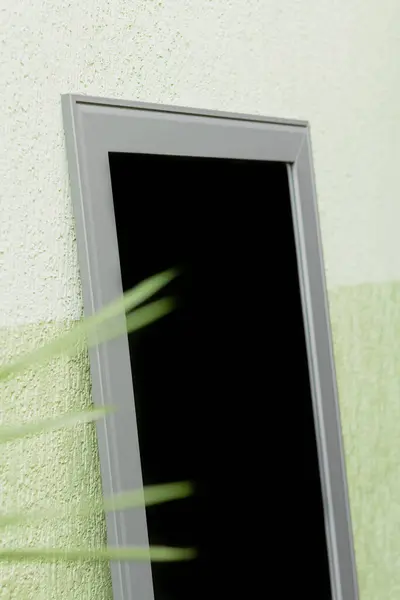 Stylish mirror on green wall. Modern classic interior design.