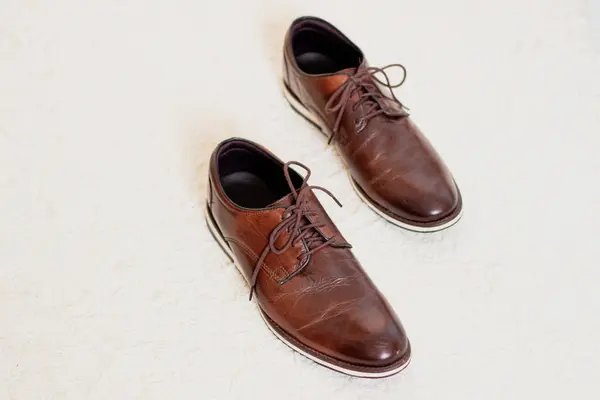 Zapatos Cuero Para Hombres Concepto Moda — Foto de Stock