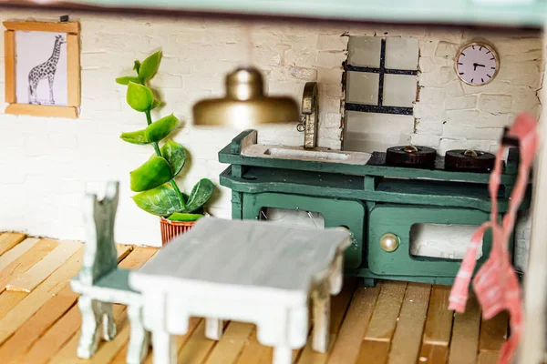 Kitchen Doll House Miniature Handmade House — Stock Photo, Image