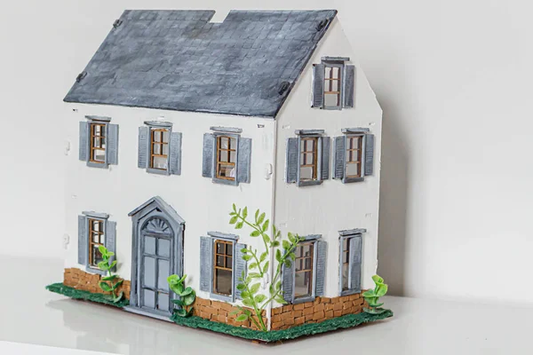 Doll house. Miniature handmade house.