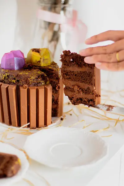 Decorated Chocolate Cake Romantic Concept — Stock Photo, Image