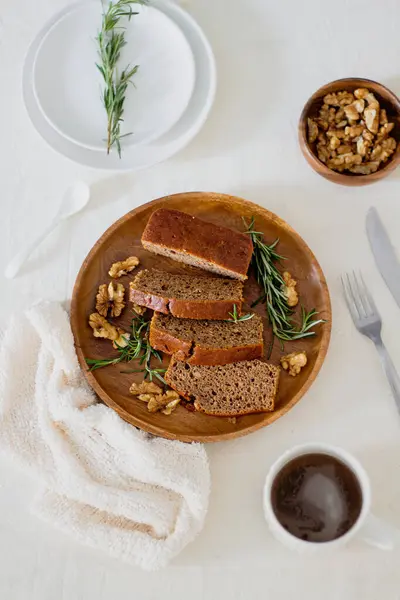 Brood Met Walnoten Close Uitzicht — Stockfoto