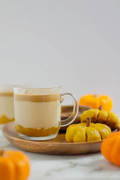 Pumpkin Latte White Background Autumn Concept — Stock Photo, Image