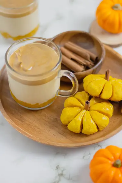 Pumpkin Latte White Background Autumn Concept — Stock Photo, Image