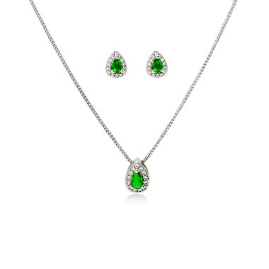 Yeşil ve siyah zümrütlü elmas kolye