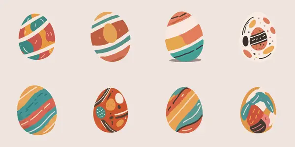 stock vector Easter eggs featuring diverse and intricate patterns