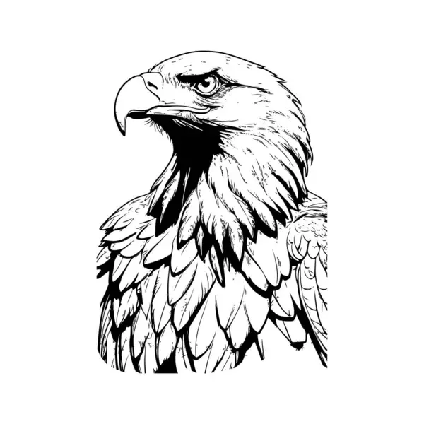 Чорно Біла Лінія Мистецтва Величного Орла — стоковий вектор