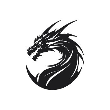 Intricately designed vector illustration of a dragon head with fiery breath