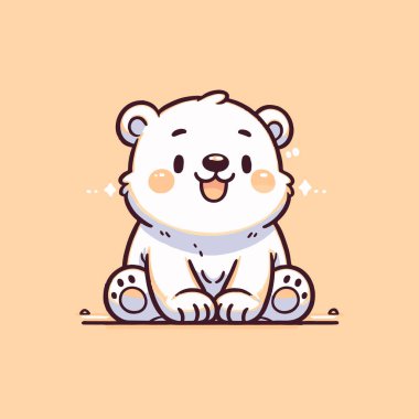 Cute polar bear illustration on orange background