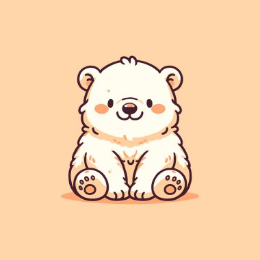 Orange background with cute polar bear vector illustration