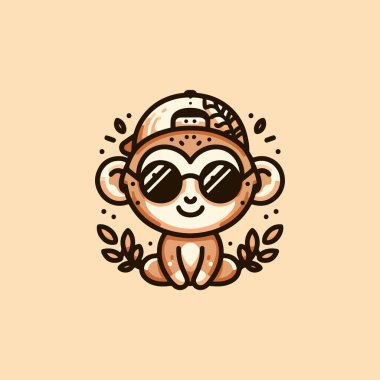 Adorable monkey with glasses on an orange backdrop