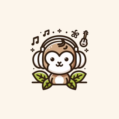 Joyful Monkey Music Illustration Vector.