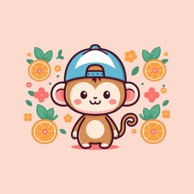 A vector illustration of a cute little monkey