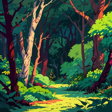 A forest background depicted in vector format.