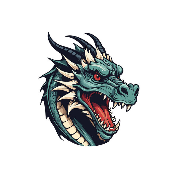A classic illustration of a dragon head