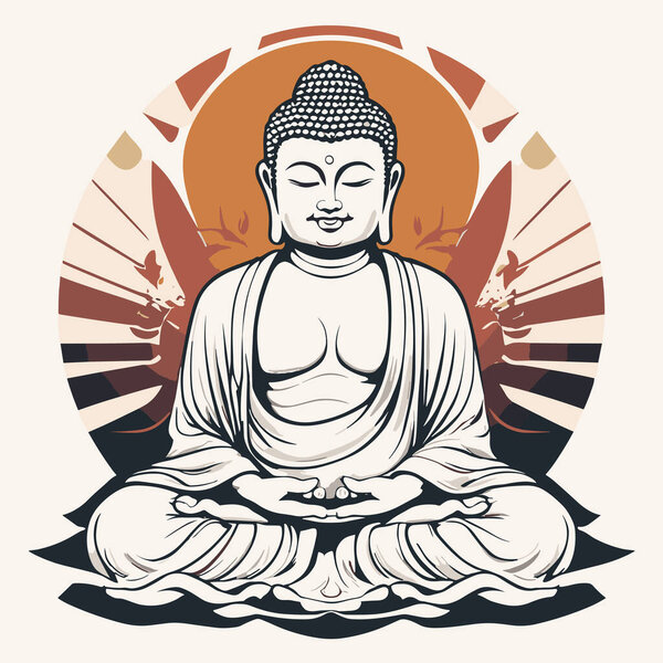 Vector graphic of Buddha meditating