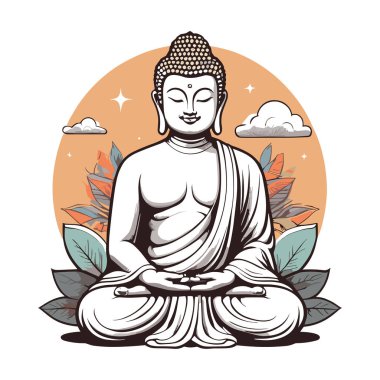 Zen Buddha Meditating Isolated on White Background clipart