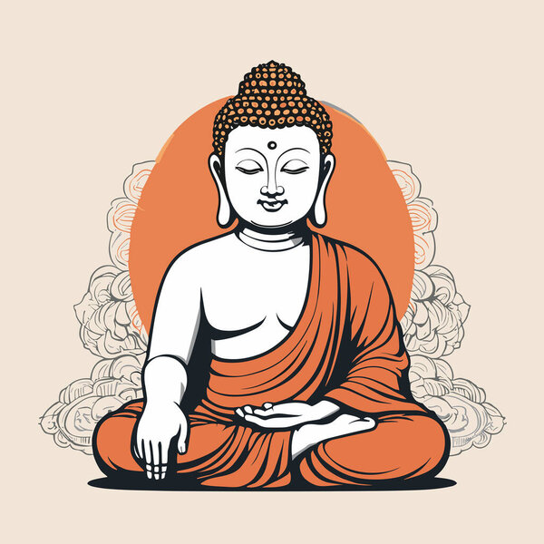Silent Meditation Isolated Buddha Vector Design