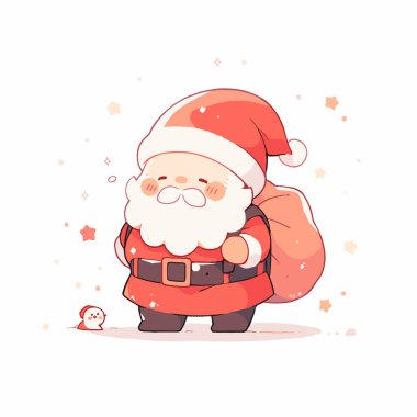 Cute Santa Claus Illustration with Soft Pastel Colors. Cute Santa Vector. clipart