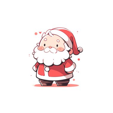 Neşeli Sevimli Chibi Santa Illustration. Sevimli Noel Vektörü.