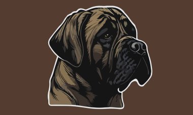 İngiliz Mastiff köpeği sembol, maskot, ikon, avatar, dövme, tişört tasarımı, logo ya da istediğiniz herhangi bir tasarım için iyi bir kullanım.