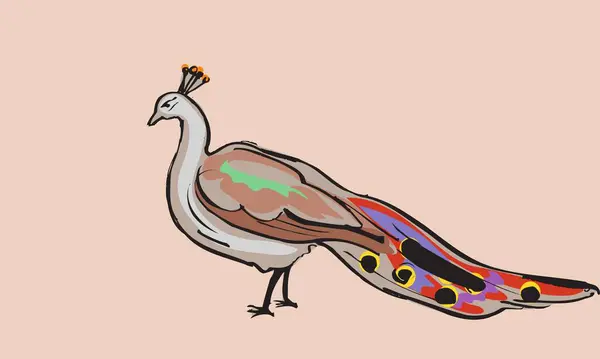 Peafowl Fågel Bakgrund Akvarell Hand Ritning Realistisk Teckning Illustration För — Stockfoto