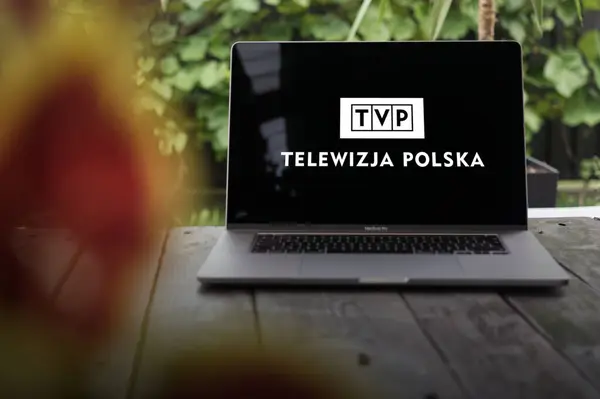 Wroclaw Poland September 2023 Tvp Telewizja Polska Polish Television Logo — Stock Photo, Image