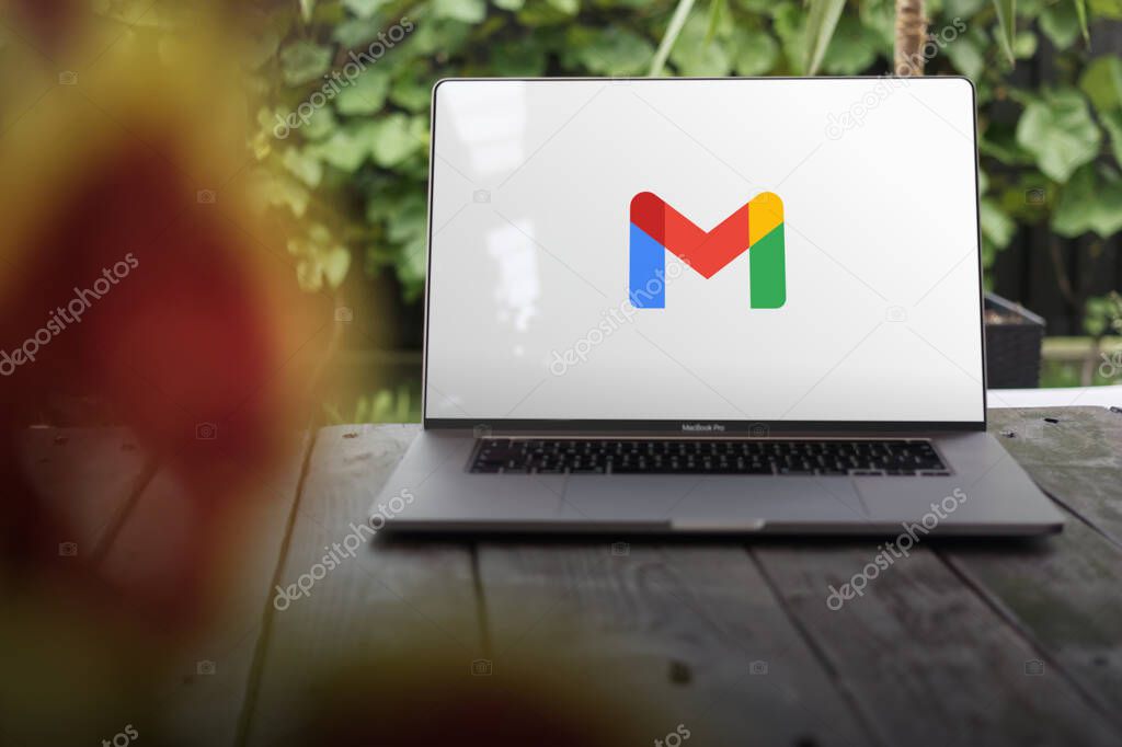 WROCLAW, POLAND - SEPTEMBER 14, 2023:Gmail logo, free email service provided by Google, displayed on a MacBook Pro screen