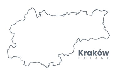 Şehir Krakow haritası. Krakow Şehri (Krakovia), Polonya posteri.