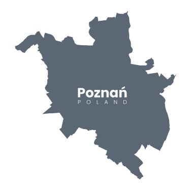 Poznan haritası, Polonya - Şehir haritası Poznan sınırında. Koyu Doldurma sürümü.