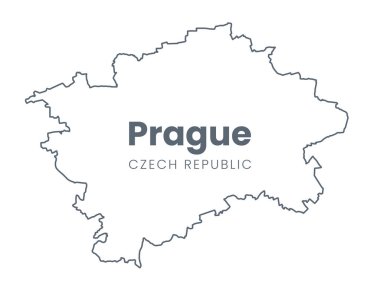 Prag Haritası - Çek Cumhuriyeti 'nin başkenti - Şehir sınırları haritası. Praha City posterinin hafif vuruş versiyonu.