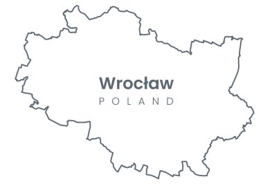 Urban Wroclaw haritası. Wroclaw haritası, Polonya sınırları. Hafif vuruş sürümü.