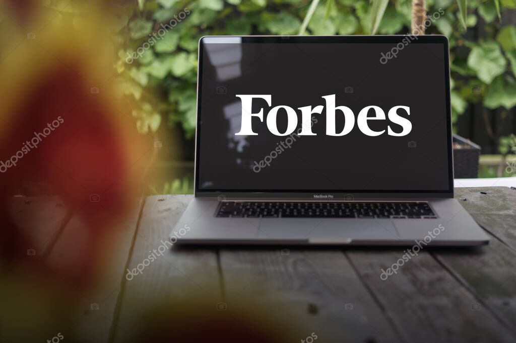 WROCLAW, POLAND - NOVEMBER 29, 2023:Forbes logo, American business magazine, displayed on MacBook Pro screen