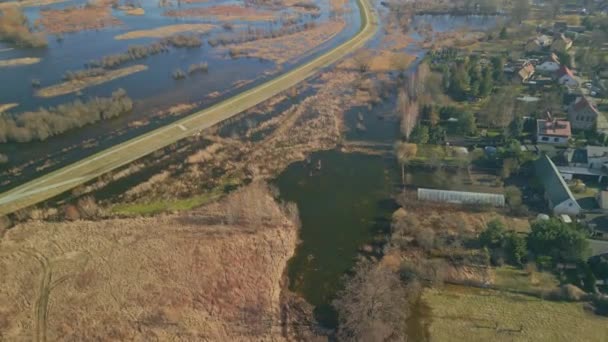 Wroclaw Poland February 2024 Aerial Video Widawa River Flood Dplains — 图库视频影像