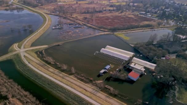 Wroclaw Poland February 2024 Aerial Video Widawa River Flood Dplains — 图库视频影像