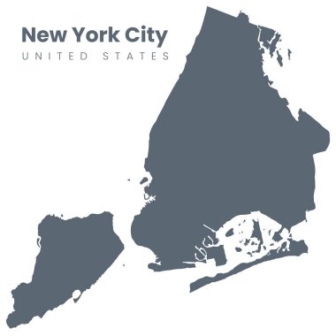Şehir haritası, New York sınırları. NYC haritası, ABD sınırları. Sokaklar olmadan vektör doldurma sürümü.
