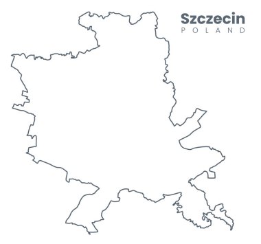 Szczecin, Polonya 'nın kuzeybatısındaki Batı Pomeranya Voyvoda' nın başkenti ve en büyük şehridir. Sınırları olan vektör şehir haritası.
