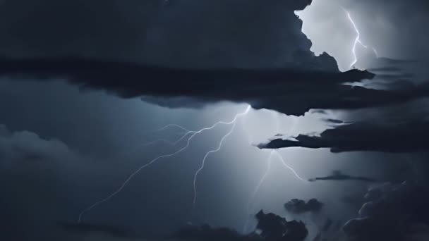 Темные Молнии Облака Темном Небе Грозой Молнией — стоковое видео