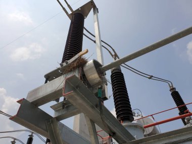 Kuş yuvası, 115 kV 'lik bir toprak değiştirme düğmesi..