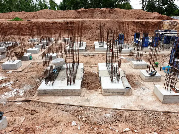 Construction of Substation: spread footings foundation of 115kV electrical equipment in the switchyard, such as Circuit breaker, Disconnector switch, Current Transformer, Voltage Transformer