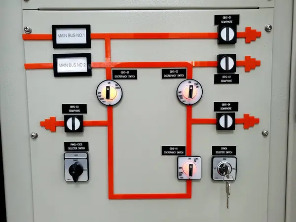 The electrical single-line diagram on Mimic Panel: Bus Coupler, Double bus, Single Circuit breaker.