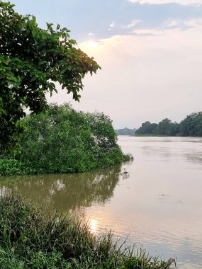 Nehir manzarasının perspektifi güneşi yansıtır.
