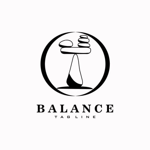 Balance Stone Logo Line Art Design — Stock Vector