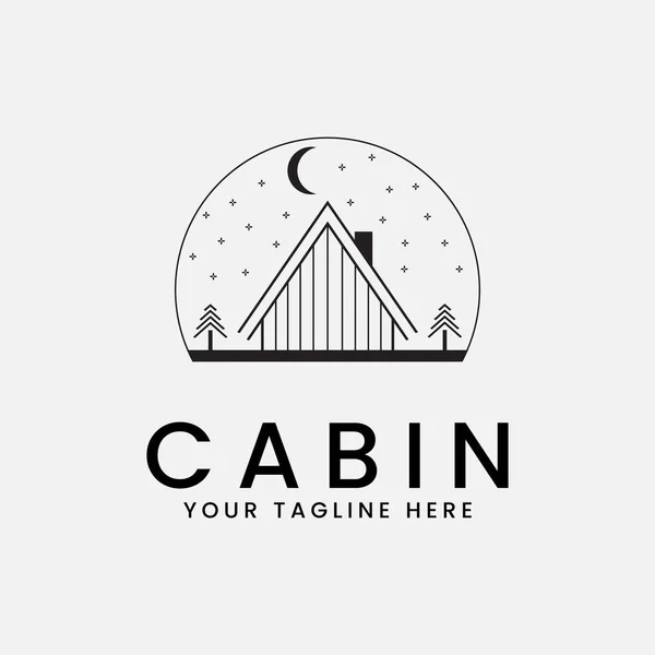 Cabine Vetor Linha Arte Minimalista Ilustração Design Ícone Logotipo — Vetor de Stock