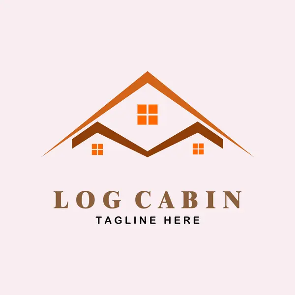 Log Cabina Logo Vettoriale Linea Arte Minimalista Illustrazione Design — Vettoriale Stock