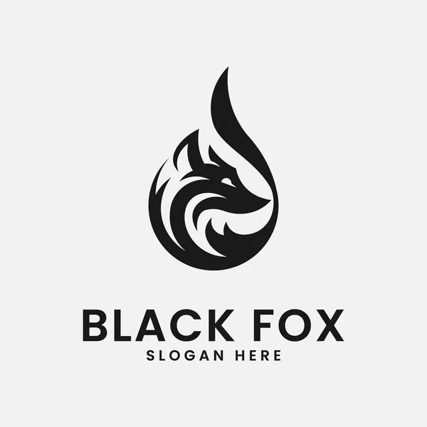 Black Fox Logo Icon Vector Illustration Design — Stock Vector