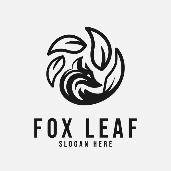 Fox Leaf Logo Design Inspiration Leaf Vector Illustration — Stock Vector